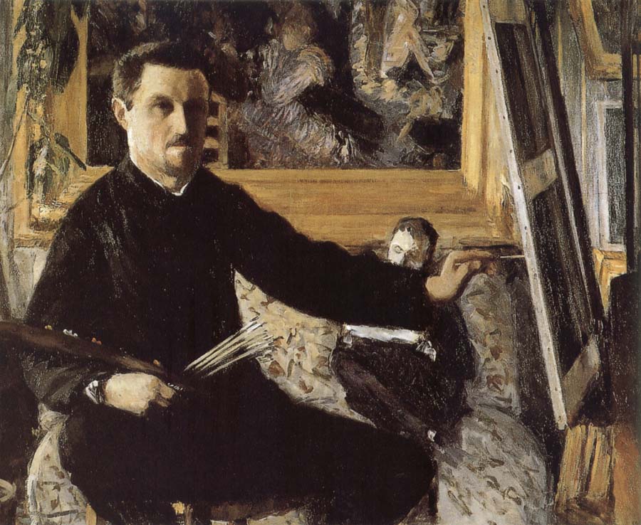 The self-portrait in front of easel